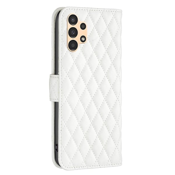 Rombuskuvioinen matta läppäkotelo Samsung Galaxy A13 5G / Samsung Galaxy A13 4G - Valkoinen