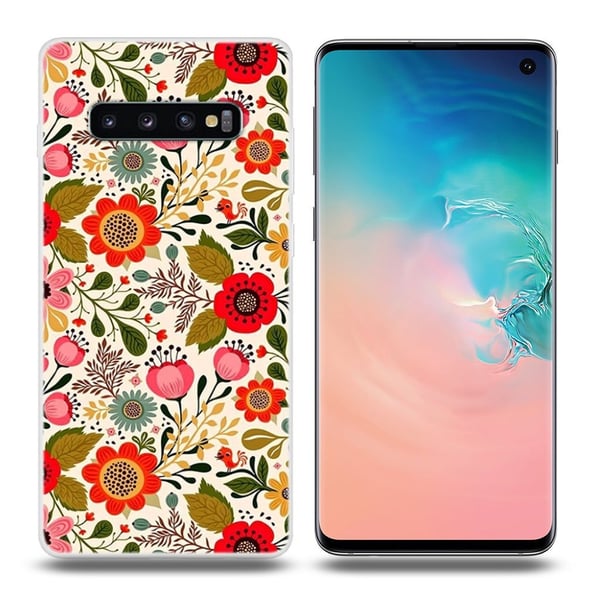 Samsung Galaxy s10 Plus Etui Med Mønster - Fargerike Blomster
