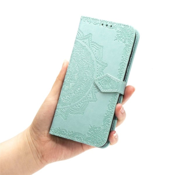 Mandala Samsung Galaxy A50 etui i lær - Cyan