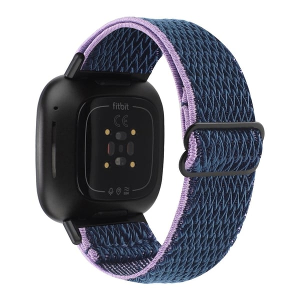 Fitbit Sense 2 / Versa 4 elastinen nailon kellonhihna - Keskiyön Sininen