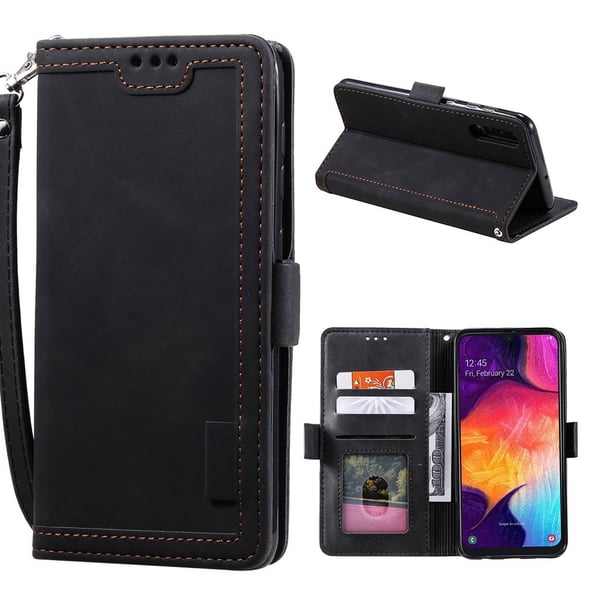 Suburbian läder Samsung Galaxy A70 fodral - Svart Suburbian läder Samsung Galaxy A70 fodral - Svart