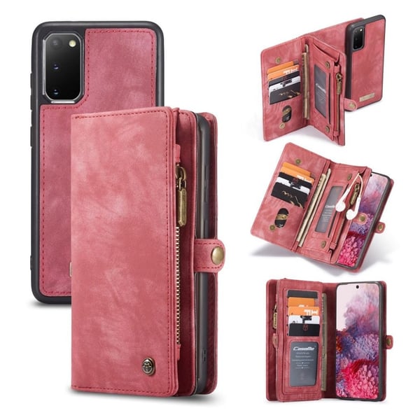 CaseMe Samsung Galaxy S20 Zipper Wallet Etui - Rød