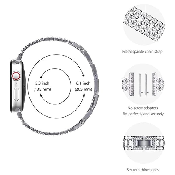 Samsung Galaxy Watch 5 (44mm) / (40mm) / Pro strassikoristeinen koristeellinen kelloranneke - Hopea