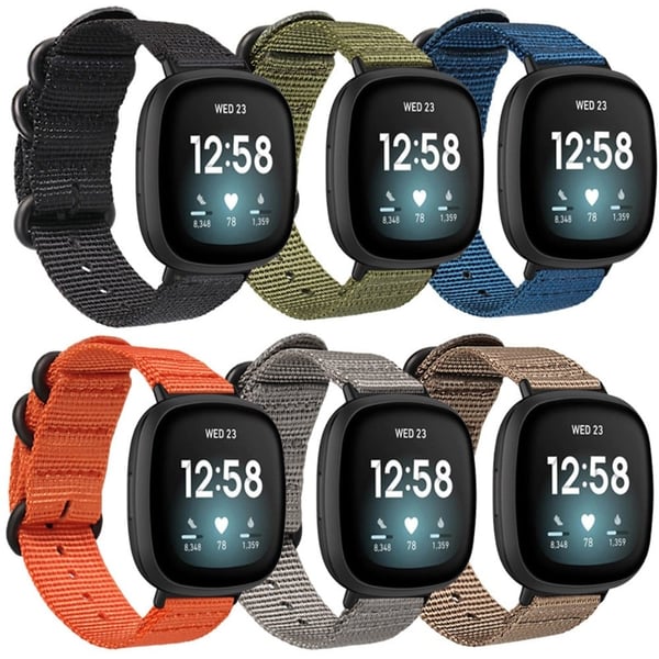 Fitbit Sense 2 / Versa 4 nylonkellohihna mustalla soljella - Musta / Harmaa