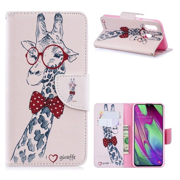 Wonderland Samsung Galaxy A40 flip kotelot - Ihana Kirahvi Lasit Päässä Wonderland Samsung Galaxy A40 flip kotelot - Ihana Kirahvi Lasit Päässä
