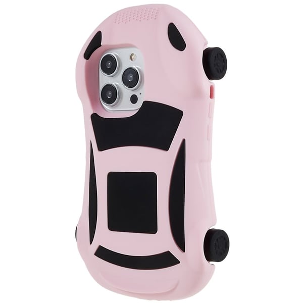 iPhone 14 Pro Max söpö kilpa-auton tyylinen silikonisuojus - Pinkki