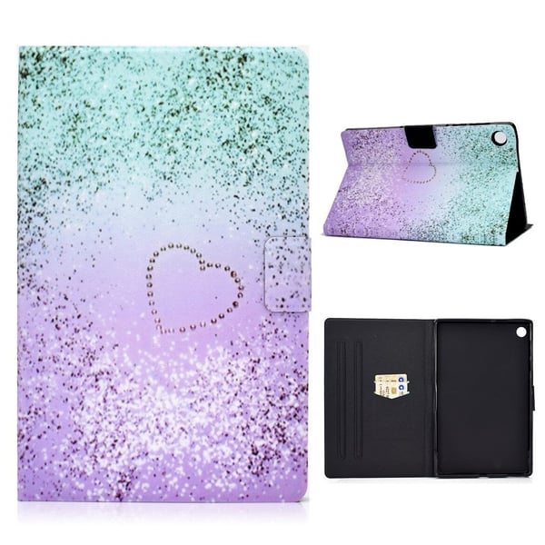 Lenovo Tab M10 FHD Plus Cool Mønster Lær Flippetui - Glittery Element og Hjerte