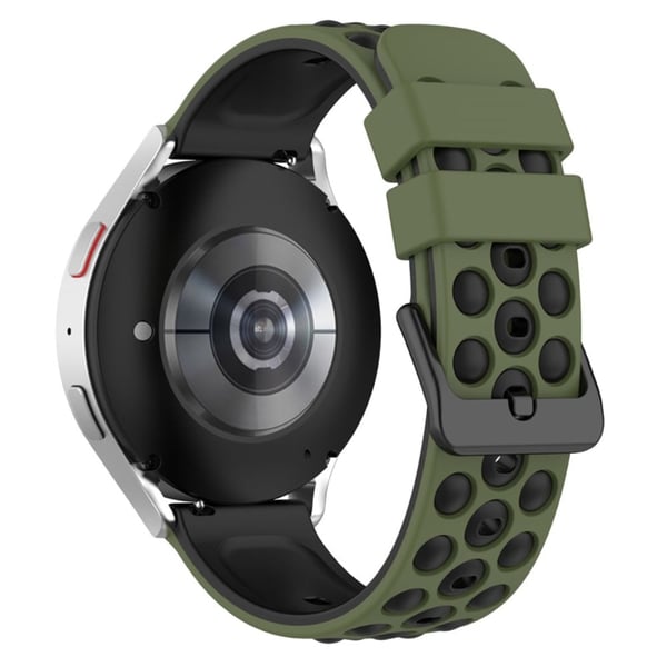 22 mm universal urrem i silikone - Militærgrøn / Sort