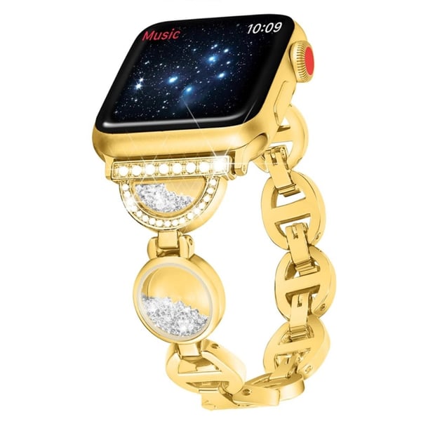 Apple Watch Series 8 (41 mm) klokkerem i rustfritt stål med rhinestones - Gull