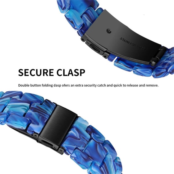 Apple Watch SE 2022 (44mm) urrem med 3 perler i resin med klart cover - Lyseblå