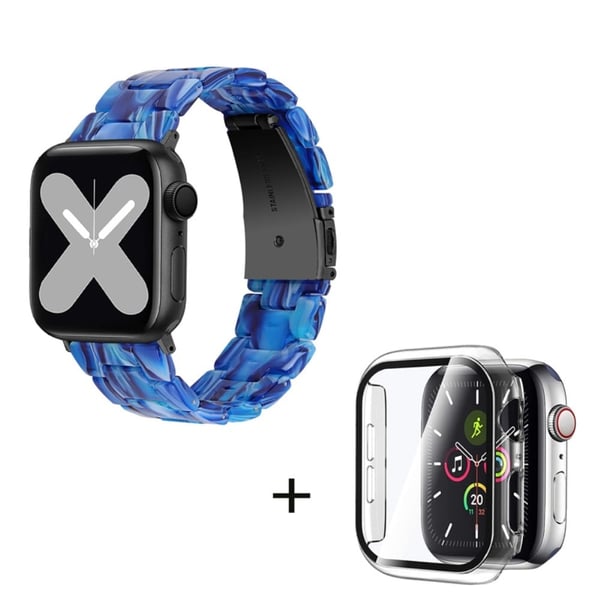 Apple Watch SE 2022 (44mm) urrem med 3 perler i resin med klart cover - Lyseblå Apple Watch SE 2022 (44mm) urrem med 3 perler i resin med klart cover - Lyseblå