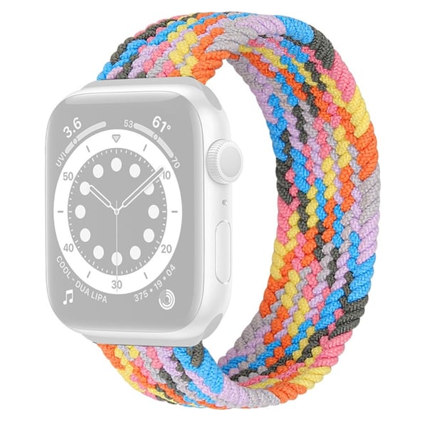 Apple Watch Series 8 (41mm) elastisk nylon-urrem - Regnbuesukker Størrelse: L