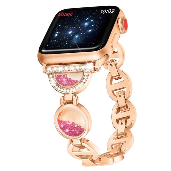 Apple Watch Series 8 (41 mm) klokkerem i rustfritt stål med rhinestones - Rose Gull Apple Watch Series 8 (41 mm) klokkerem i rustfritt stål med rhinestones - Rose Gull