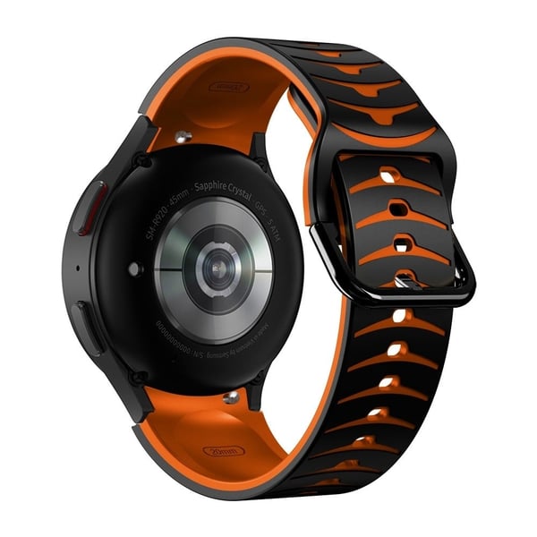 Samsung Galaxy Watch 5 / 5 Pro / 4 buet linje stil silikone urrem - Sort / Orange