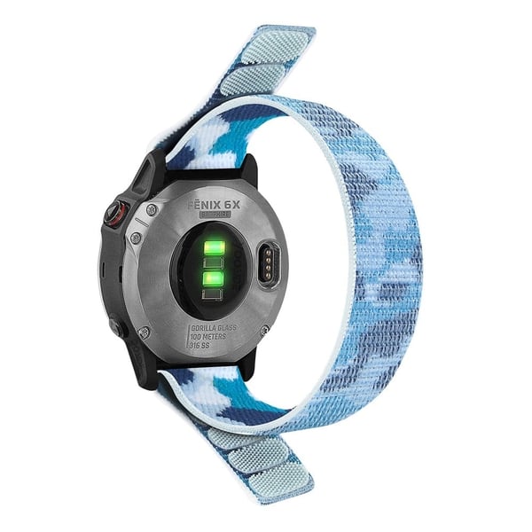 Urrem i nylon til Garmin- og Coros-ure - Camouflage Blå