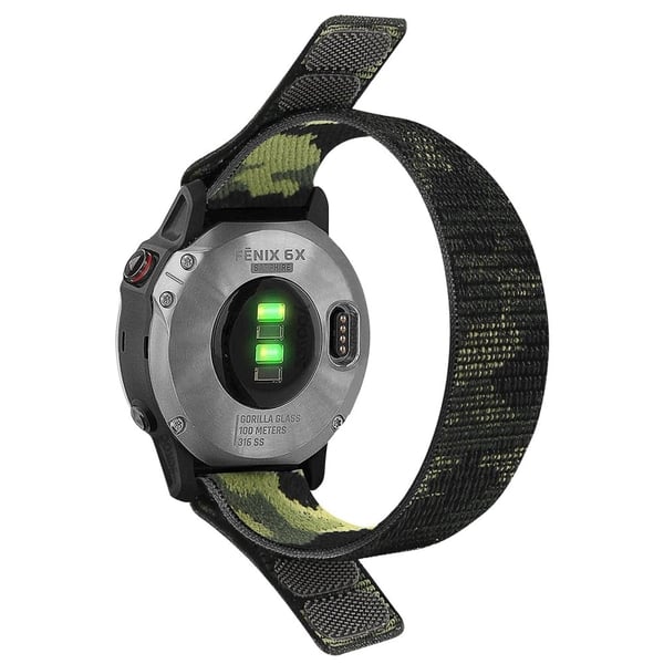 26mm nylon ranneke Garmin kellolle - Naamiointi Vihreä