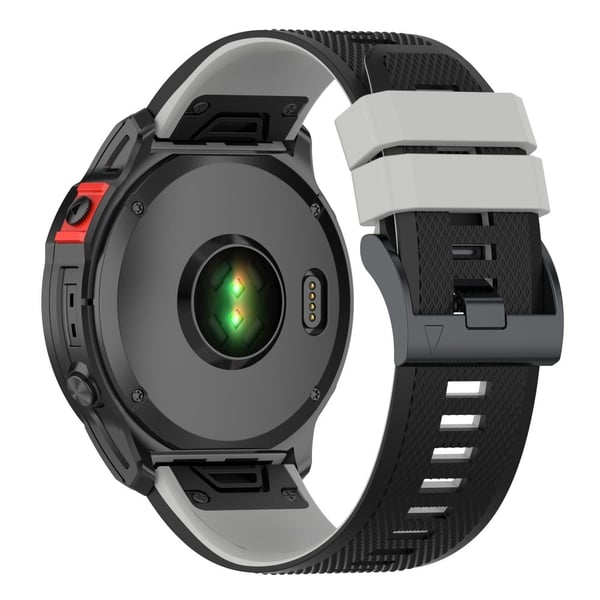 22 mm dobbeltfarvet silikoneurrem til Garmin- og Coros-ure - Sort / Grå 22 mm dobbeltfarvet silikoneurrem til Garmin- og Coros-ure - Sort / Grå