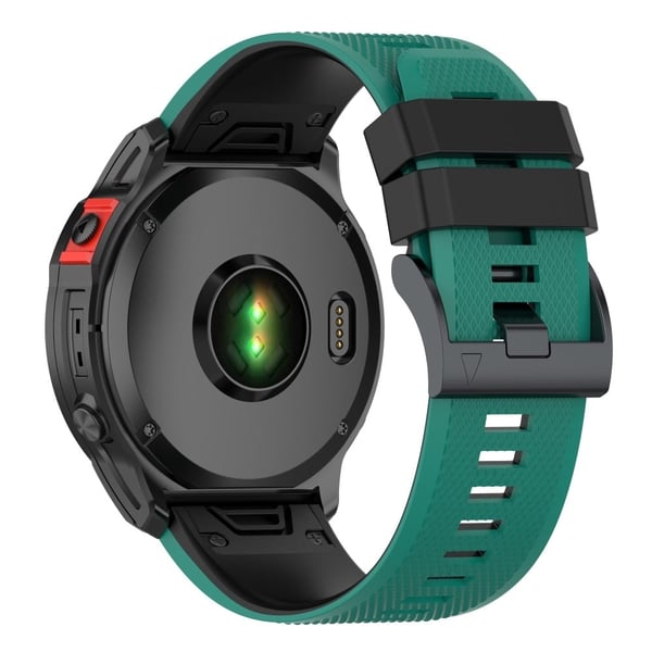 22 mm dobbeltfarvet silikoneurrem til Garmin- og Coros-ure - Cyan / Sort