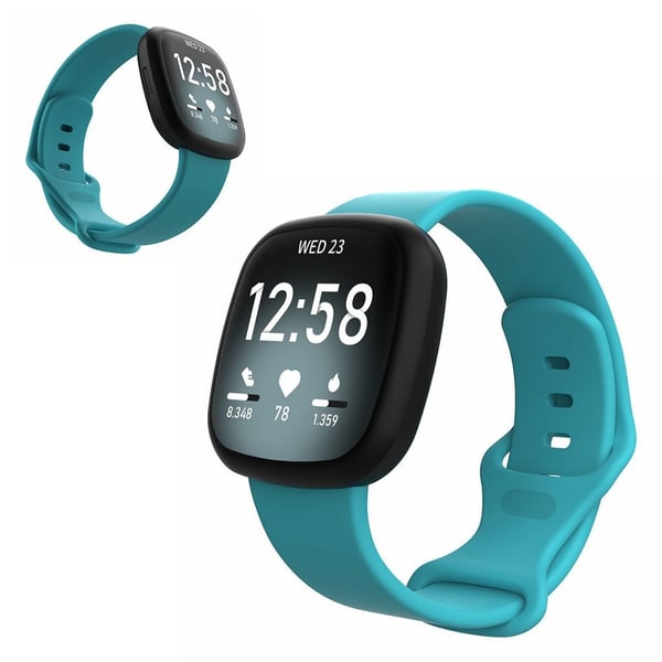 Fitbit Versa 3 / Sense silikonarmbånd - Cyan Størrelse: L