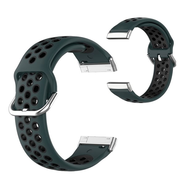 Fitbit Sense / Versa to-tonet silikone rem - Olive grøn / sort