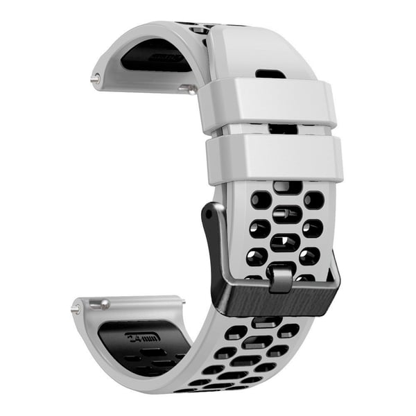 24 mm silikonklokke med to farger for Suunto og Fossil-klokke - Hvit / Svart