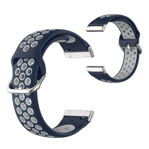 Fitbit Sense / Versa tofarget silikonklokkearmbånd - Midnattsblå / Grå