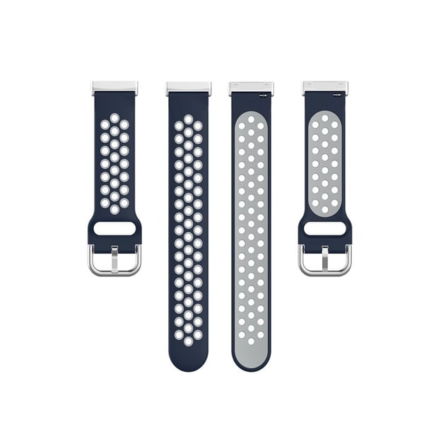 Fitbit Sense / Versa tofarget silikonklokkearmbånd - Midnattsblå / Grå