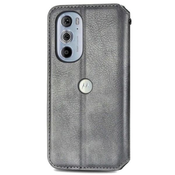 Læretui med A Stilfull Rhombus Imprint til Motorola Edge 30 Pro - Grå