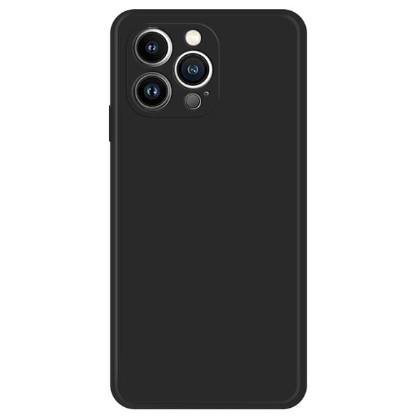 iPhone 13 Pro Max 6,7 tommer Straight Edge Cell telefonbagcover Rubberized Flexible Phone Case med mikrofiberforing - Sort