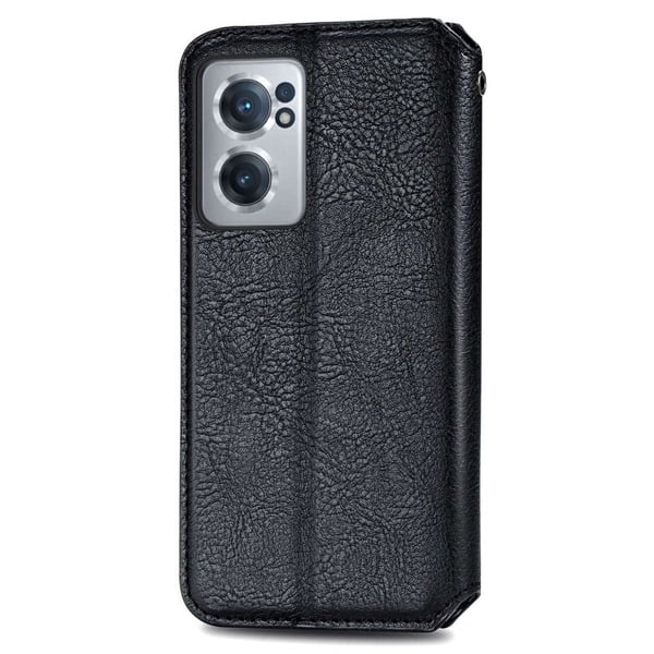 Læretui med A Stilfull Rhombus Imprint til OnePlus Nord CE 2 5G - Svart