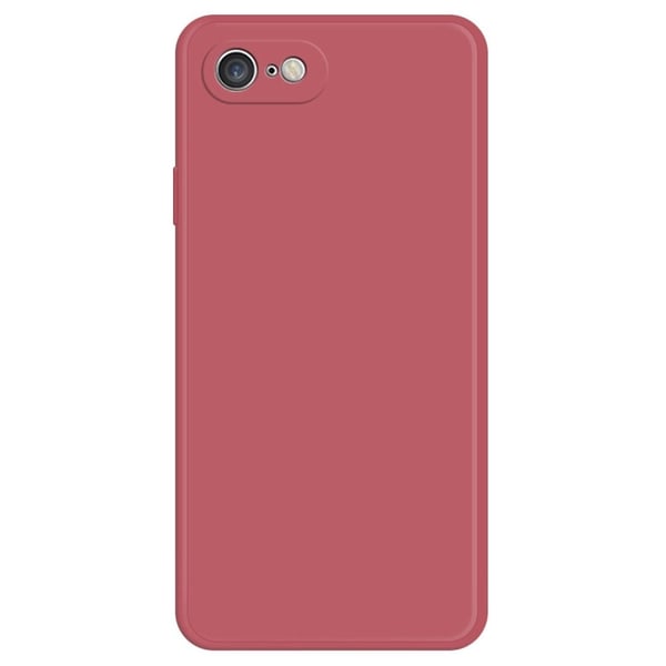 iPhone 7 / 8 / SE (2020) / SE (2022) Drop-proof Straight Edge Cell telefonbagcover Rubberized Flexible Phone Case med mikrofiberforing - Rød