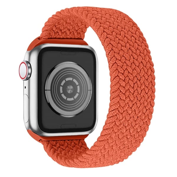 Apple Watch Series 8 (41 mm) elastisk vevd klokkerem - Oransjerød / Størrelse: Xl