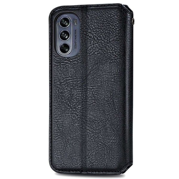 Læretui med A Stilfull Rhombus Imprint til Motorola Moto G62 5G - Svart