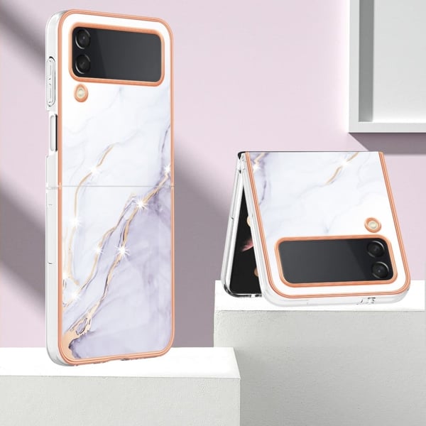 Marble Samsung Galaxy Z Flip4 Etui - Hvit Klinkekule