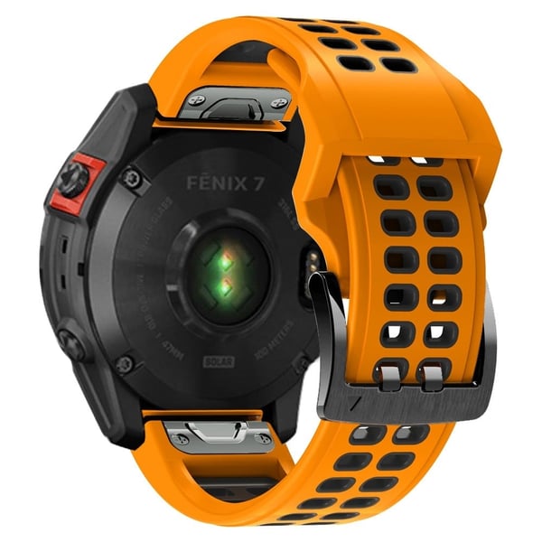 Garmin Fenix 7 tofarget klokkerem i silikon - Oransje / Svart