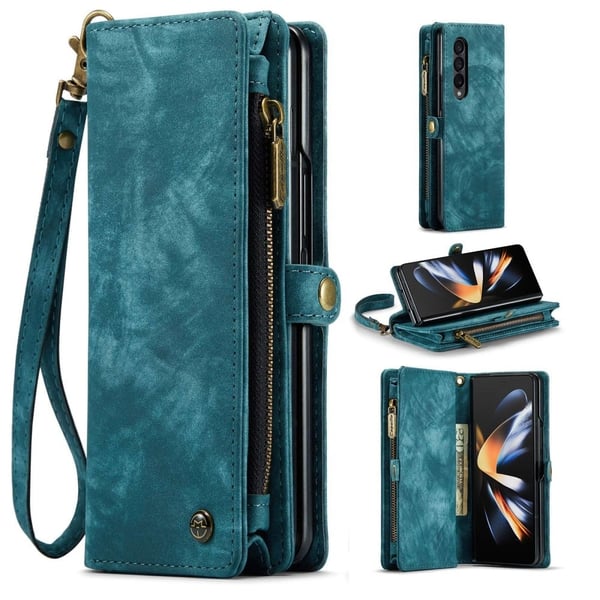 CaseMe Samsung Galaxy Z Fold4 Lommebok med Glidelås - Blå