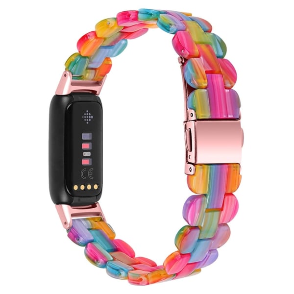 Fitbit Luxe klokkerem i harpiksstil - Regnbue Fitbit Luxe klokkerem i harpiksstil - Regnbue