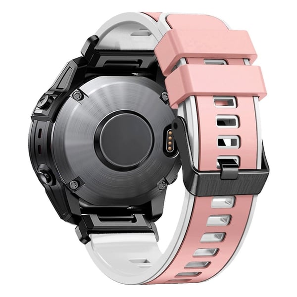 Dobbeltfarvet silikoneurrem til Garmin Watch - Lyserød / Hvid Dobbeltfarvet silikoneurrem til Garmin Watch - Lyserød / Hvid