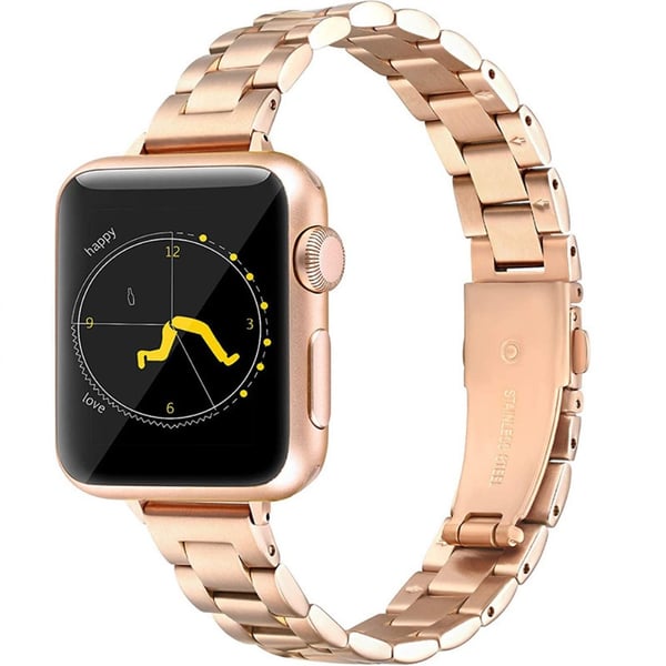 Apple Watch Series 8 (41 mm) klokkerem i metall med tre perler - Rose Gull Apple Watch Series 8 (41 mm) klokkerem i metall med tre perler - Rose Gull