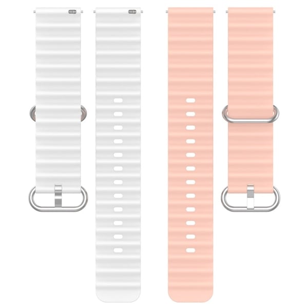 20 mm universal tofarget klokkerem i silikon - Rosa / Hvit