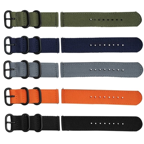 18 mm universellt klockarmband i nylon - Svart / Grå