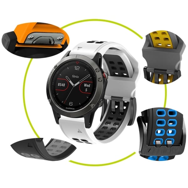 Garmin Fenix 7 tofarvet silikone-urrem - Sort / Blå
