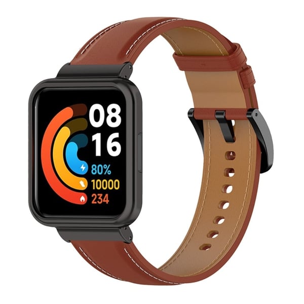 Xiaomi Redmi Watch 2 Lite Urrem i ægte læder - Mørkebrun Xiaomi Redmi Watch 2 Lite Urrem i ægte læder - Mørkebrun