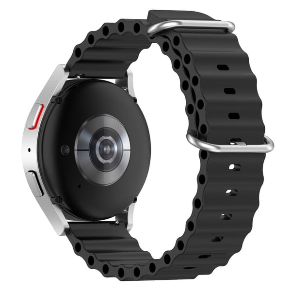 22 mm universal klokkerem i silikon med bølgedesign - Svart