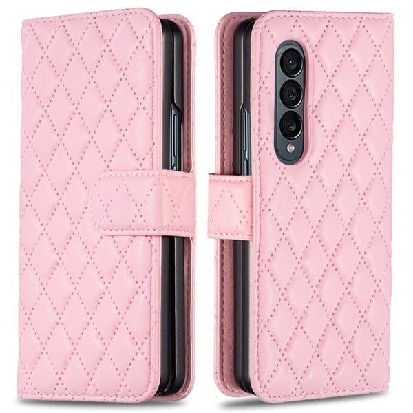Rombemønster, matt flip-deksel for Samsung Galaxy Z Fold3 5G - Rosa