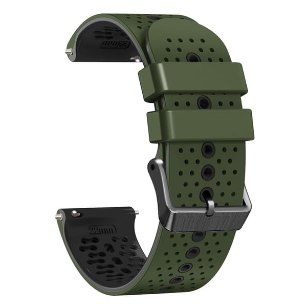 22mm Universal kaksivärinen silikoni ranneke - Armeijan Vihreä / Musta