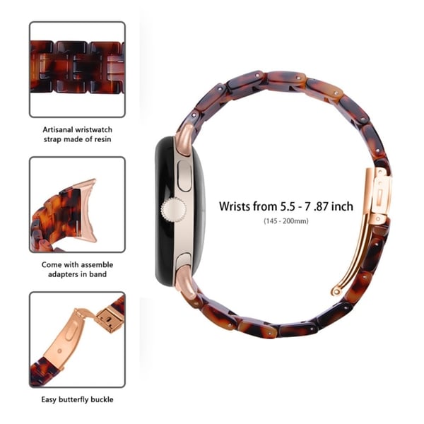Google Pixel Watch-klokkerem i harpiksstil - Tortoiseshell Color