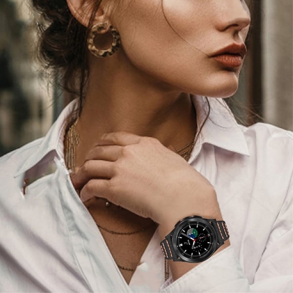 Huawei Watch GT 2 42mm / Watch 2 Aito nahkaranneke - Musta