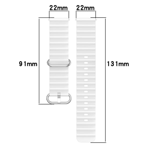 22 mm universal silikoneurrem i bølget stil - Midnatsblå / Hvid
