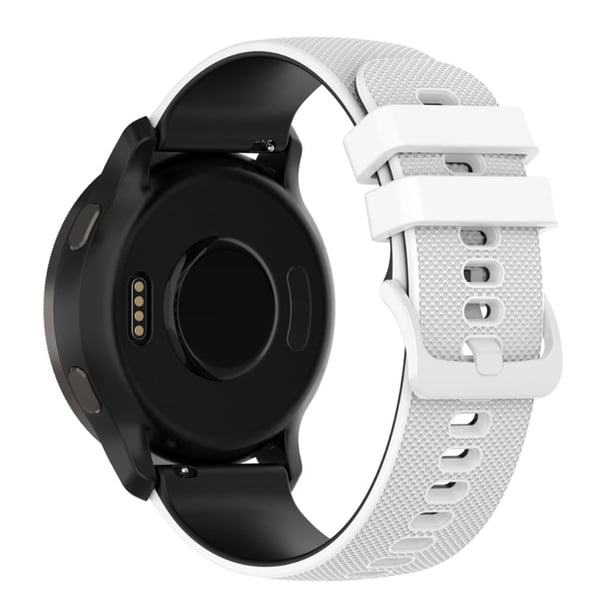 Garmin Forerunner 255 / Venu 2 / Fossil Gen 5 Carlyle HR tofarget klokkerem i silikon - Hvit / Svart Garmin Forerunner 255 / Venu 2 / Fossil Gen 5 Carlyle HR tofarget klokkerem i silikon - Hvit / Svart